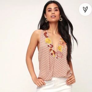 Free People Frida Striped Surplice Tank